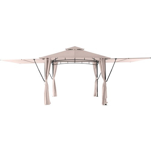 Hanover - Sahara 9.8'x9.8' Steel Soft Top Gazebo with Pop Out - Tan/Brown-United Backyard