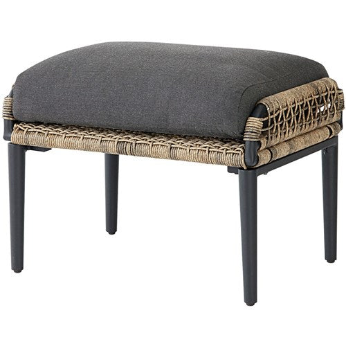 Hanover - Sedona 6pc Set: 2 Chairs, Sofa, 2 Ottomans, Glass Top Coffee Table - Tan/Charcoal-United Backyard