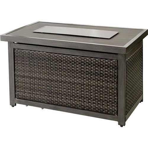 Hanover - Sedona Rectangle KD Gas Slat Top Fire Pit - Grey-United Backyard