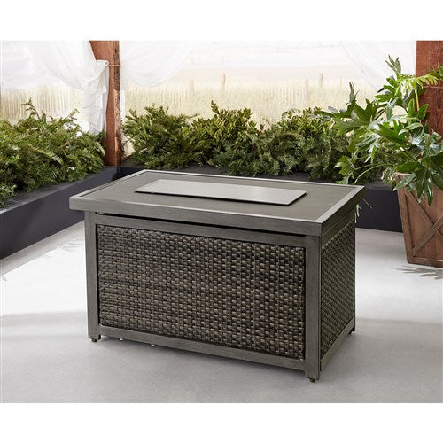 Hanover - Sedona Rectangle KD Gas Slat Top Fire Pit - Grey-United Backyard