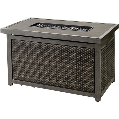 Hanover - Sedona Rectangle KD Gas Slat Top Fire Pit - Grey-United Backyard