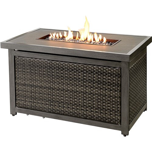 Hanover - Sedona Rectangle KD Gas Slat Top Fire Pit - Grey-United Backyard