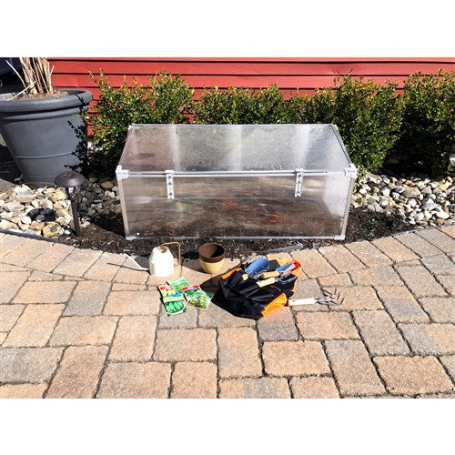 Hanover - Single Mini Cold Frame Greenhouse with 1 Vent, 47"x20"x20" - Natural/Silver-United Backyard