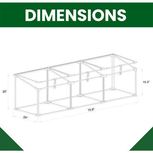 Hanover - Single Mini Cold Frame Greenhouse with 3 Vents, 70"x20"x20" - Natural/Silver-United Backyard