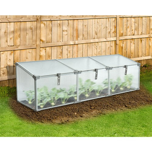 Hanover - Single Mini Cold Frame Greenhouse with 3 Vents, 70"x20"x20" - Natural/Silver-United Backyard