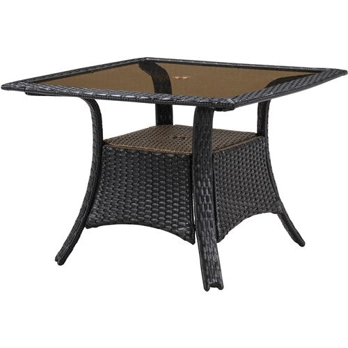 Hanover - Square Glass Top Woven Dining Table - Brown-United Backyard