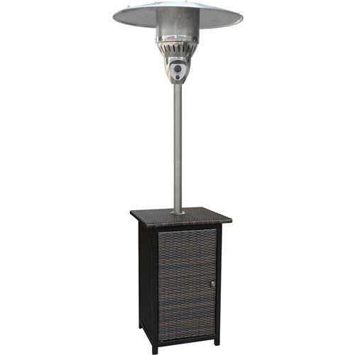 Hanover - Square Wicker Patio Heater, 7' tall, Propane, 41,000 BTU - Brown/Stainless Steel-United Backyard