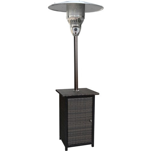 Hanover - Square Wicker Patio Heater, 7' tall, Propane, 48,000 BTU - Brown/Hammered Bronze-United Backyard