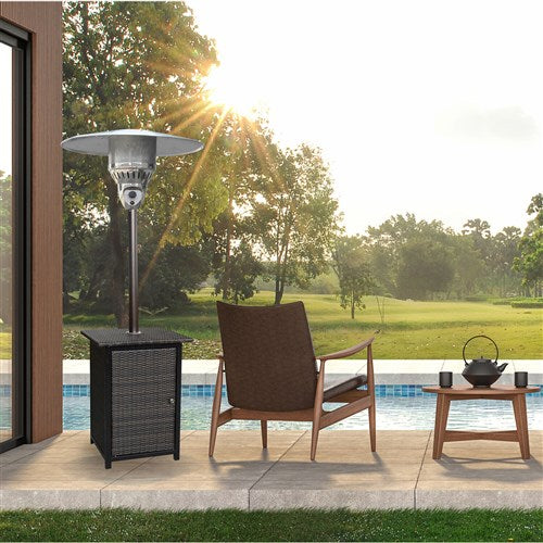 Hanover - Square Wicker Patio Heater, 7' tall, Proppane, 41,000 BTU - Brown/Hammered Bronze-United Backyard