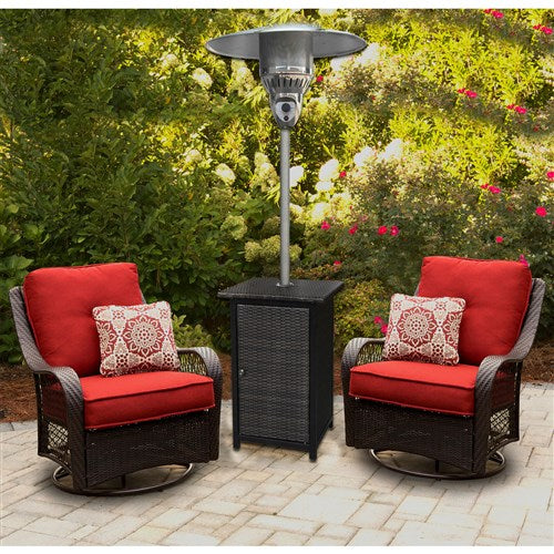 Hanover - Square wicker patio heater, 7" tall, propane, 41,000 BTU & Cover - Brown/Tan-United Backyard