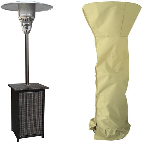 Hanover - Square wicker patio heater, 7" tall, propane, 41,000 BTU & Cover - Brown/Tan-United Backyard