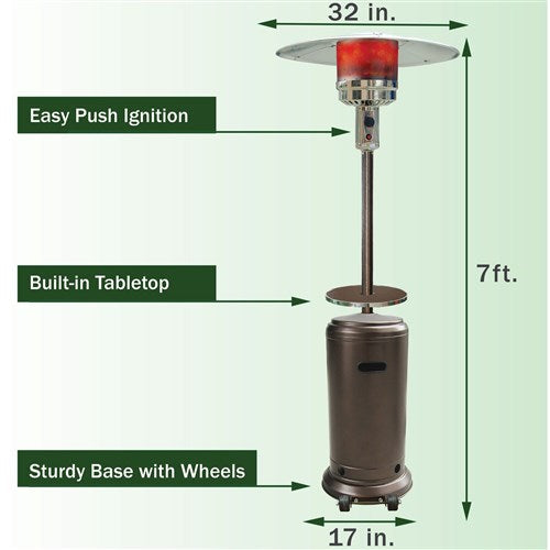 Hanover - Steel Umbrella Patio Heater, 7' tall, Propane, 48,000 BTU - Hammered Bronze-United Backyard