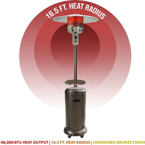 Hanover - Steel Umbrella Patio Heater, 7' tall, Propane, 48,000 BTU - Hammered Bronze-United Backyard