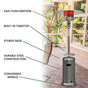 Hanover - Steel Umbrella Patio Heater, 7' tall, Propane, 48,000 BTU - Stainless-United Backyard