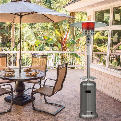 Hanover - Steel Umbrella Patio Heater, 7' tall, Propane, 48,000 BTU - Stainless-United Backyard