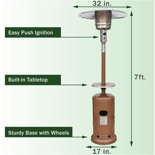 Hanover - Steel Umbrella Patio Heater, 7" tall, propane, 48,000 BTU - Autumn Bronze-United Backyard