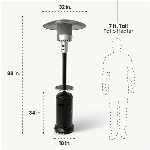 Hanover - Steel Umbrella Patio Heater, 7" tall, propane, 48,000 BTU - Black-United Backyard