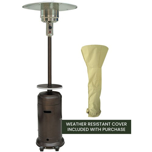 Hanover - Steel Umbrella patio heater, 7" tall, propane, 48, 000 BTU with Cover - Bronze/Tan-United Backyard