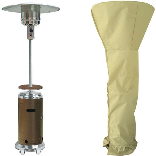 Hanover - Steel Umbrella patio heater, 7" tall, propane, 48,000 BTU with Cover - Bronze/Stainless Steel-United Backyard