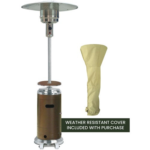 Hanover - Steel Umbrella patio heater, 7" tall, propane, 48,000 BTU with Cover - Bronze/Tan-United Backyard