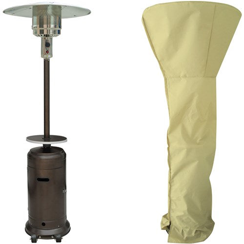 Hanover - Steel Umbrella patio heater, 7" tall, propane, 48,000 BTU with Cover - Hammered Bronze-United Backyard