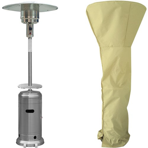 Hanover - Steel Umbrella patio heater, 7" tall, propane, 48,000 BTU with Cover - Stainless Steel-United Backyard