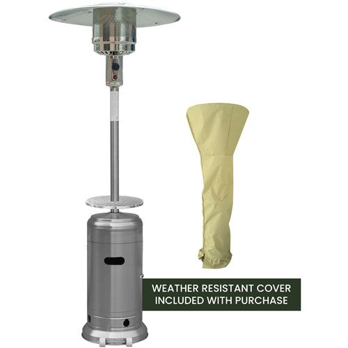 Hanover - Steel Umbrella patio heater, 7" tall, propane, 48,000 BTU with Cover - Stainless Steel/Tan-United Backyard