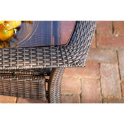 Hanover - Strathmere 4pc: Loveseat, 2 Swivel Gliders, Woven Coffee Table - Brown/Navy-United Backyard