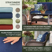 Hanover - Strathmere 4pc: Loveseat, 2 Swivel Gliders, Woven Coffee Table - Brown/Navy-United Backyard