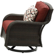 Hanover - Strathmere 4pc: Sofa, 2 Swivel Gliders, Woven Coffee Table - Brown/Red-United Backyard