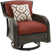 Hanover - Strathmere 4pc: Sofa, 2 Swivel Gliders, Woven Coffee Table - Brown/Red-United Backyard