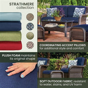 Hanover - Strathmere 6-pc Deep Seating Set w/Cushions, Coffee Table - Brown/Navy-United Backyard