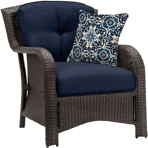 Hanover - Strathmere 6-pc Deep Seating Set w/Cushions, Coffee Table - Brown/Navy-United Backyard