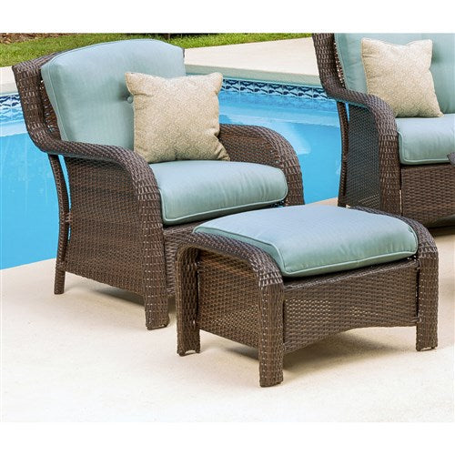 Hanover - Strathmere 6-pc Deep Seating Set w/Cushions, Coffee Table - Brown/Ocean Blue-United Backyard