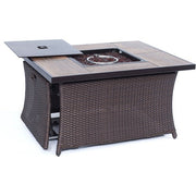 Hanover - Strathmere 6-pc Fire Pit Set with Wood Grain Tile Top - Green/Brown-United Backyard