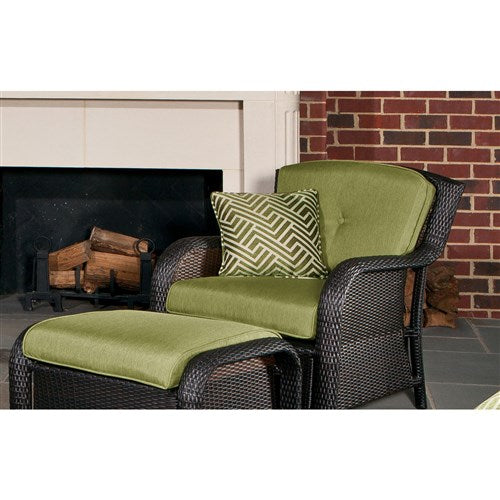 Hanover - Strathmere 6pc: Sofa, 2 Side Chairs, 2 Ottomans, Woven Coffee Table - Brown/Green-United Backyard