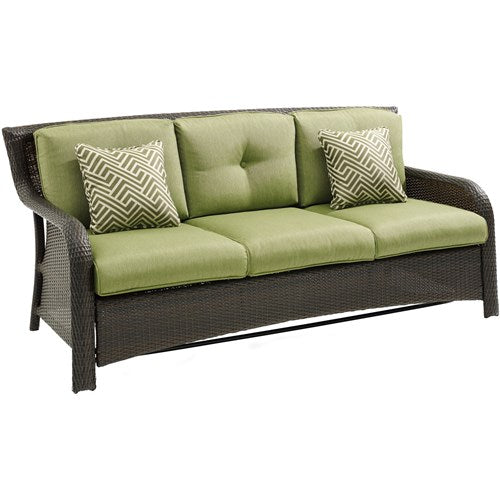 Hanover - Strathmere 6pc: Sofa, 2 Side Chairs, 2 Ottomans, Woven Coffee Table - Brown/Green-United Backyard