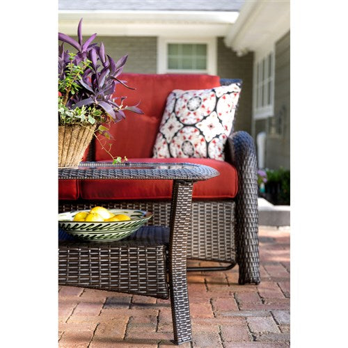 Hanover - Strathmere 6pc: Sofa, 2 Side Chairs, 2 Ottomans, Woven Coffee Table - Brown/Red-United Backyard