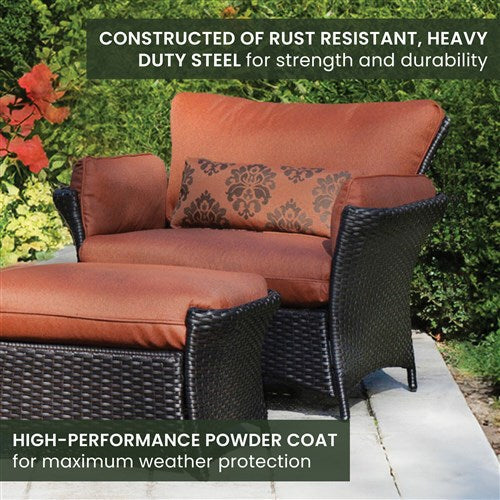 Hanover - Strathmere Allure 2pc Seating Set: Oversized Chair and Ottoman - Rust/Espresso-United Backyard