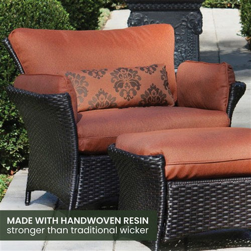 Hanover - Strathmere Allure 2pc Seating Set: Oversized Chair and Ottoman - Rust/Espresso-United Backyard