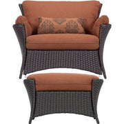 Hanover - Strathmere Allure 2pc Seating Set: Oversized Chair and Ottoman - Rust/Espresso-United Backyard