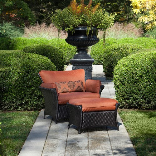 Hanover - Strathmere Allure 2pc Seating Set: Oversized Chair and Ottoman - Rust/Espresso-United Backyard