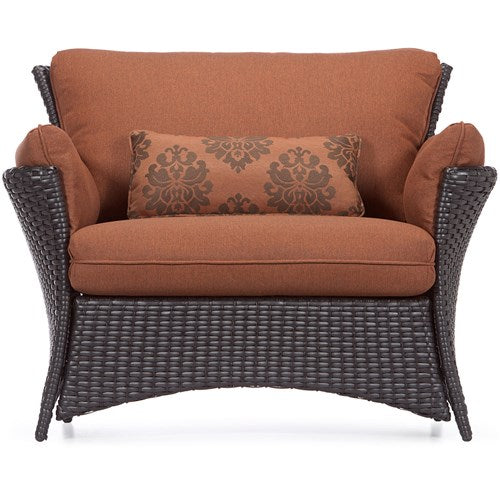 Hanover - Strathmere Allure 2pc Seating Set: Oversized Chair and Ottoman - Rust/Espresso-United Backyard