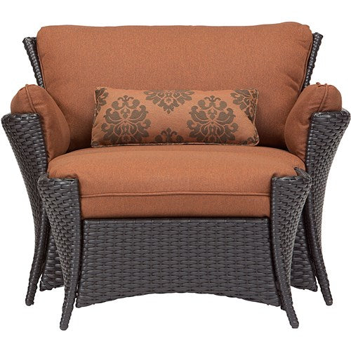 Hanover - Strathmere Allure 2pc Seating Set: Oversized Chair and Ottoman - Rust/Espresso-United Backyard