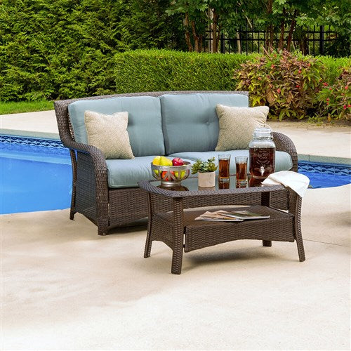 Hanover - Strathmere Loveseat Cushions and Toss Pillows - Blue-United Backyard