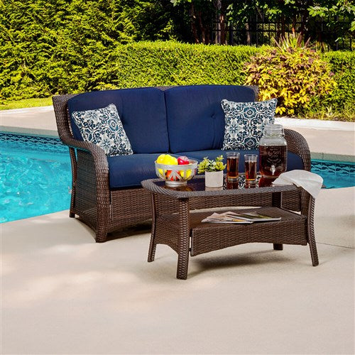 Hanover - Strathmere Loveseat Cushions and Toss Pillows - Navy-United Backyard