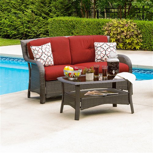 Hanover - Strathmere Loveseat Cushions and Toss Pillows - Red-United Backyard