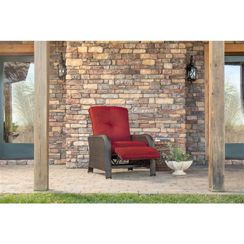 Hanover - Strathmere Woven Reclining Lounge Chair - Brown/Deep Red-United Backyard