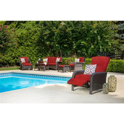 Hanover - Strathmere Woven Reclining Lounge Chair - Brown/Deep Red-United Backyard