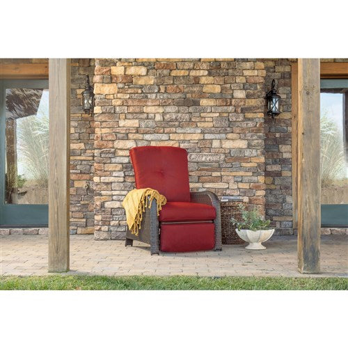 Hanover - Strathmere Woven Reclining Lounge Chair - Brown/Deep Red-United Backyard